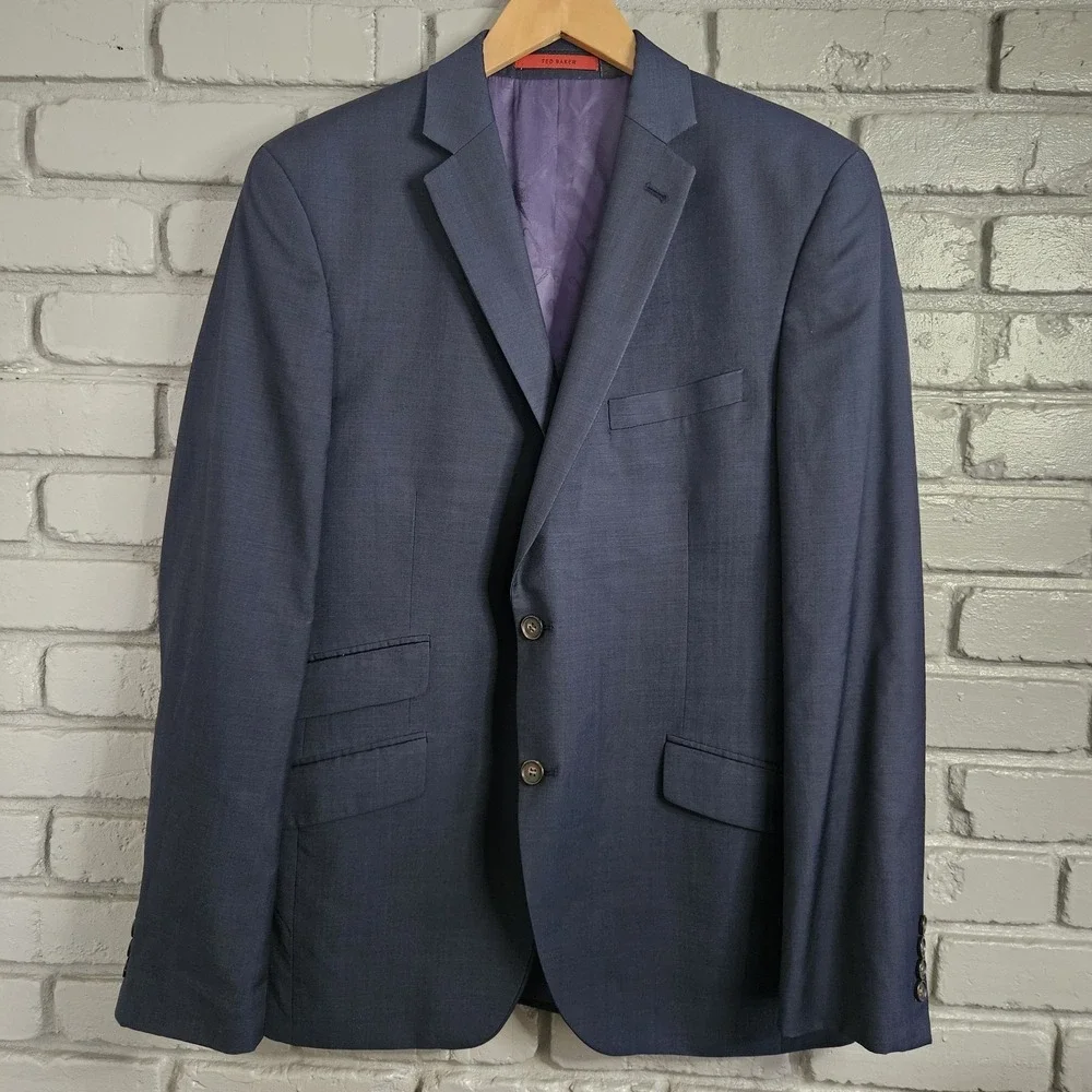 Ted Baker London Mens Blazer 40R No Ordinary Joe Blue Wool Sport Coat Jacket‎